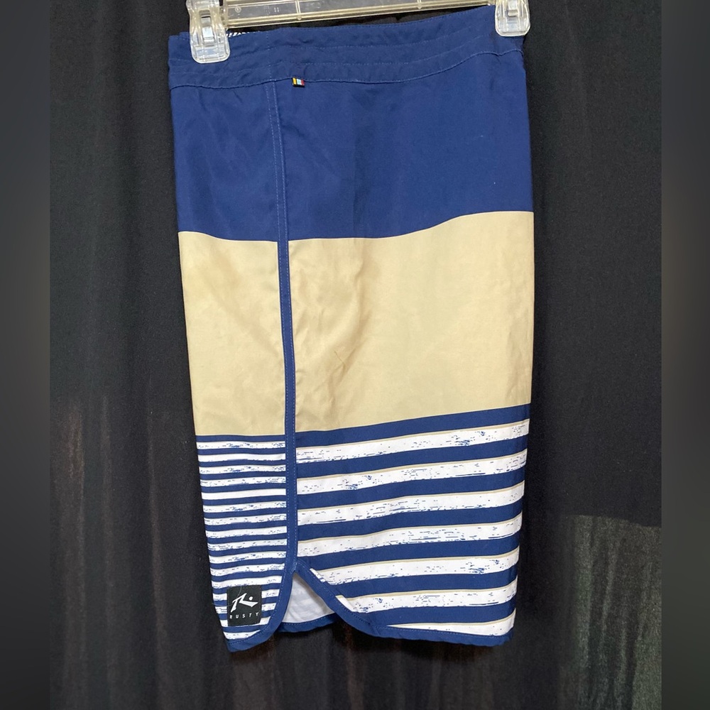 Rusty Blue Tan Swim Trunks